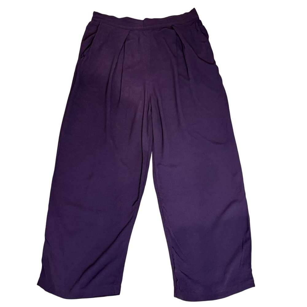 Laura Kieffer for Susan Burrowes Purple Rayon Wide Leg Pants Vintage